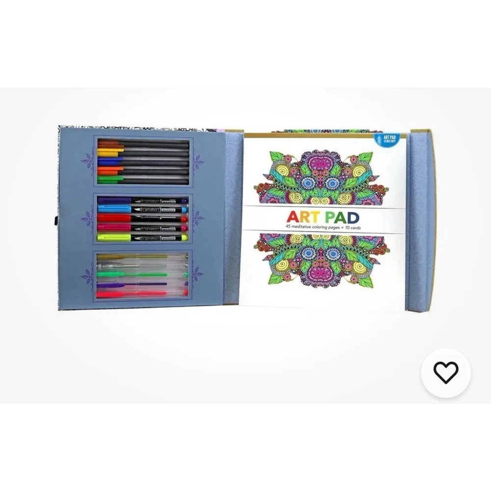 Inspirational Words Adult Anti-Stress Coloring Pad + Markers/Pens/Cards Set